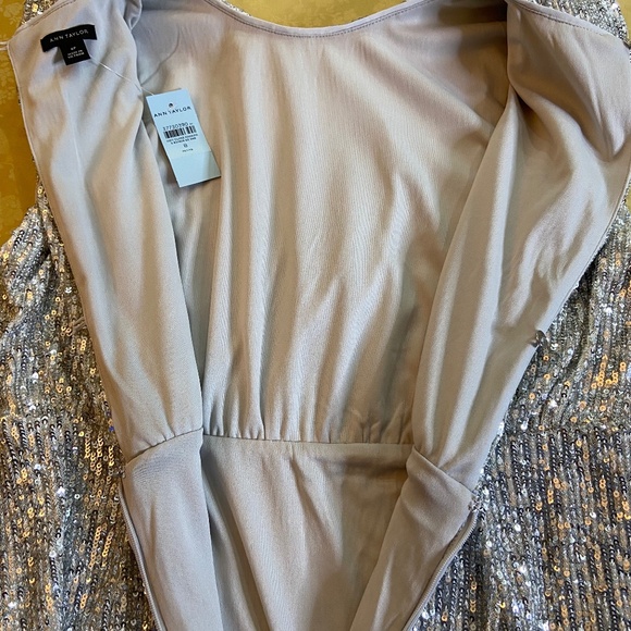 Blouson Silver Sequin Midi Dress; Sleeveless; Evening or Wedding; 8 Petite - Picture 7 of 15